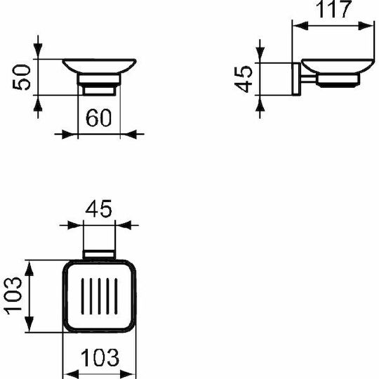 Ideal Standard Επιτοίχια Σαπουνοθήκη Iom Square E2201AA Ασημί