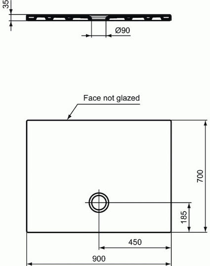 Ideal Standard Strada Ορθογώνια Πορσελάνινη Ντουζιέρα 90x70cm Λευκή