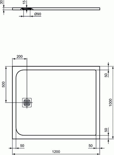 Ideal Standard Rectangular Artificial Stone Shower White Ultra Flat S 120x100x3cm