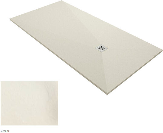 Karag Pietra Rectangulară Duș din piatră artificială 70x90cm Cream