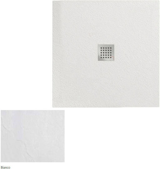 Karag Rectangular Artificial Stone Shower Bianco Pietra 90x100x2.5cm