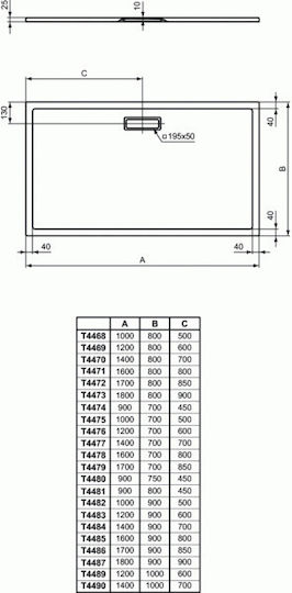 Ideal Standard New Ultra Flat Rectangulară Acrilic Duș 100x80cm Albă