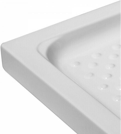Karag Porcelain 9 Τετράγωνη Πορσελάνινη Ντουζιέρα 70x120cm Λευκή