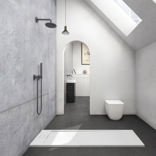 Karag Rectangular Acrylic Shower White Roccia 160x80x2.3cm
