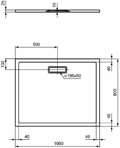 Ideal Standard Rectangular Acrylic Shower Black Ultra Flat New 90x70x2.5cm