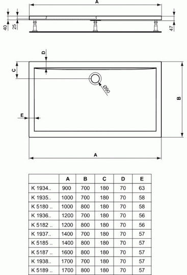 Ideal Standard Ultra Flat Правоъгълена Акрил душ 100x70см Бял