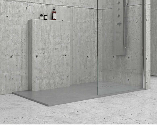 Karag Pietra Ορθογώνια Ντουζιέρα Τεχνητής Πέτρας 70x100cm Cemento