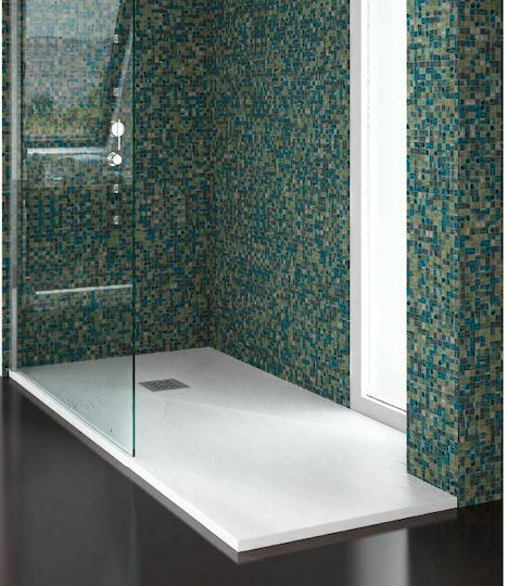 Karag Pietra PR70142BI Rechteckig Künstlicher Stein Dusche x140cm Bianco