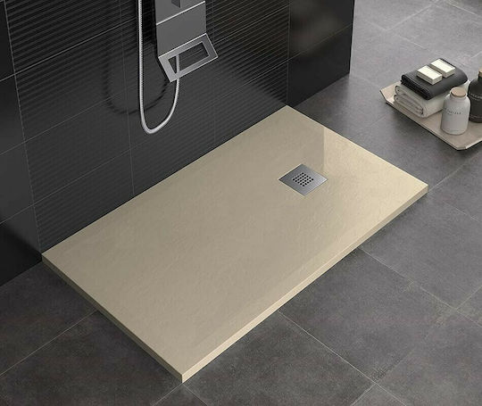 Karag Pietra Rechteckig Künstlicher Stein Dusche x140cm Cream