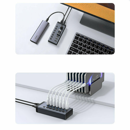 Ugreen Charging Stand with 7 USB-A Ports and Cable USB-C Power Delivery in Gray color (CM481)