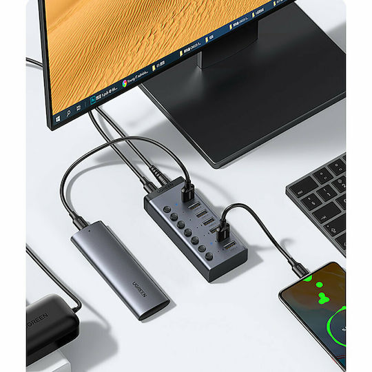 Ugreen Charging Stand with 7 USB-A Ports and Cable USB-C Power Delivery in Gray color (CM481)