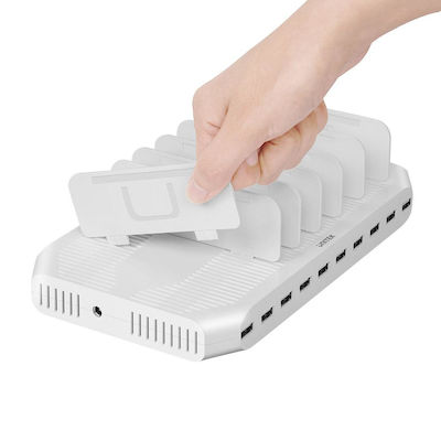 Unitek Charging Stand with 10 USB-A Ports 96W in White color (Y-2172)