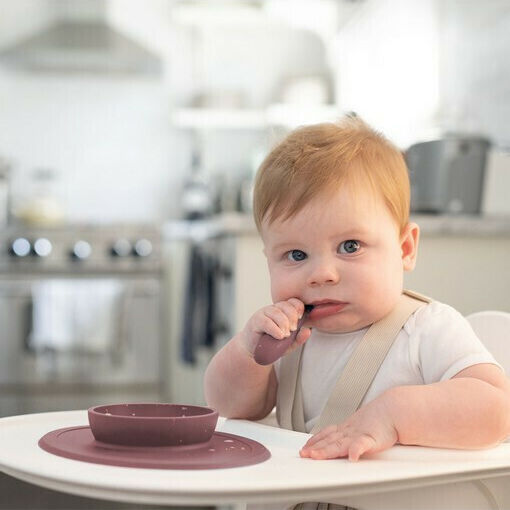 Ezpz Silicone Baby Tray Mini Feeding Set for 12+ months 3pcs Purple