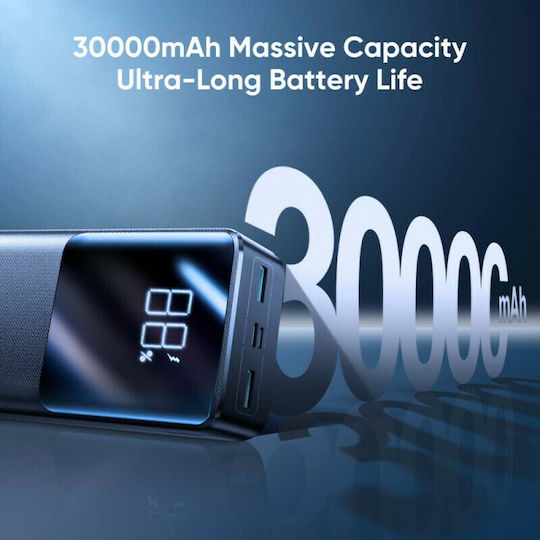 Joyroom JR-QP193 Power Bank 30000mAh 22.5W με 2 Θύρες USB-A και Θύρα USB-C Power Delivery / Quick Charge 3.0 Μαύρο