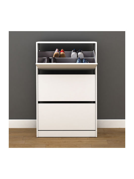 Holz Schuhschrank mit 3 Regalen White L73xW26xH119cm