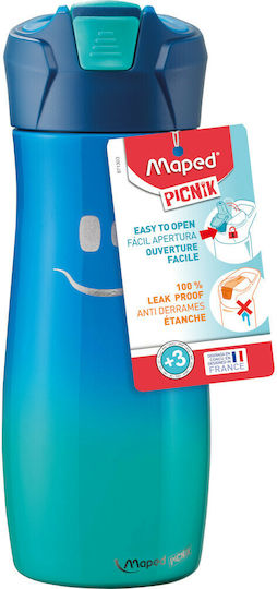 Maped Concept Kids Picnik Kids Water Bottle Stainless Steel with Straw Blue 580ml