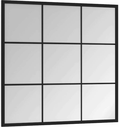 vidaXL Oglindă de Perete cu Negru Ramă din Metalic 60x60cm 1buc