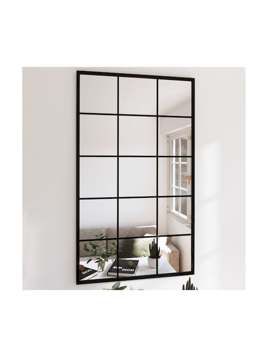 vidaXL Wall Mirror with Black Metallic Frame 100x60cm 1pcs