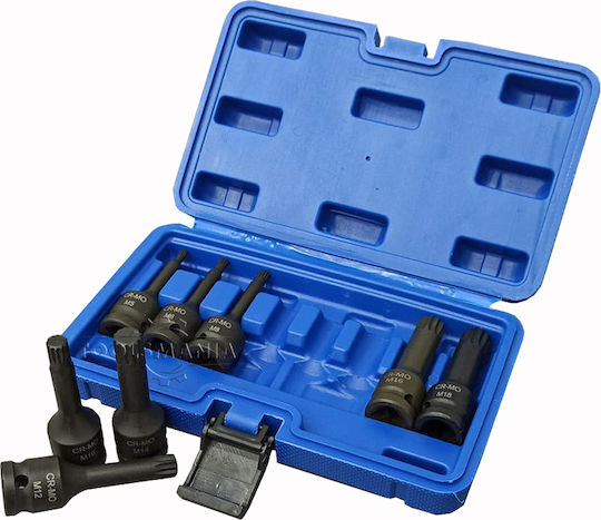 SKS Tools Long Socket Pneumatic with Motor Spline and Socket 1/2'' Set 8pcs