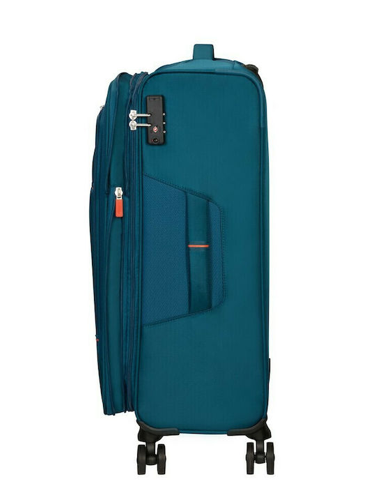 American Tourister Crosstrack Spinner Medium Fabric Blue Suitcase With 4 Wheels Height 67.5cm