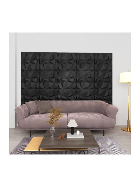 3D Wall Panel Μαύρο 50x50cm 12pcs