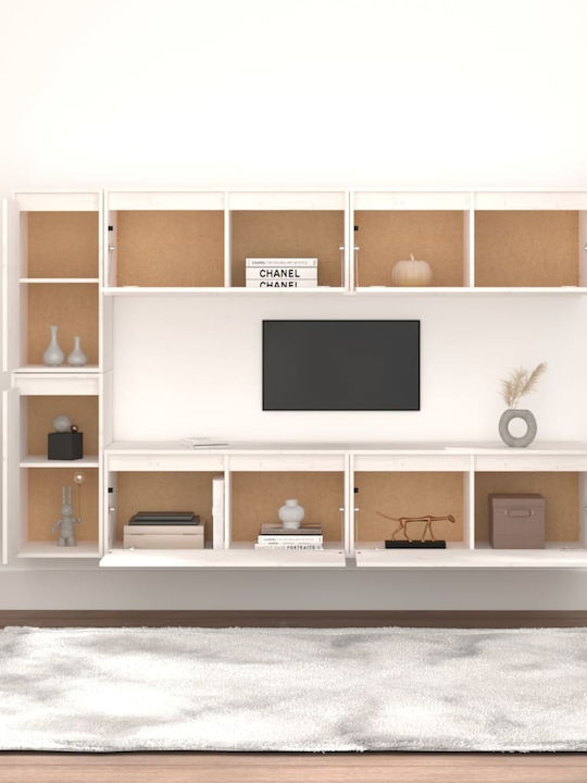 Wooden Living Room TV Unit White L190xW30xH120cm