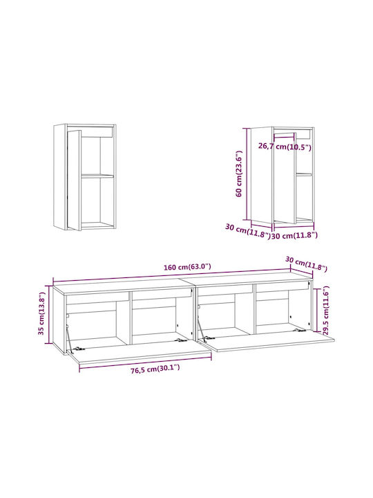 Wohnzimmer TV-Einheit Weiß L160xB30xH95cm