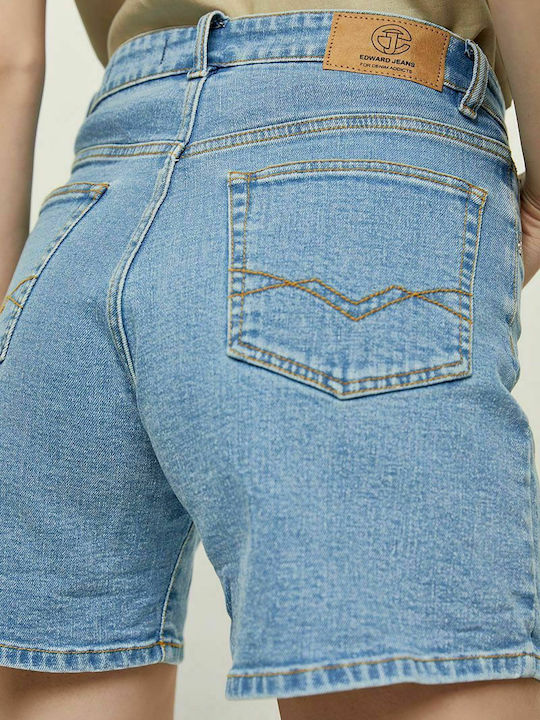 Edward Jeans Γυναικείο Τζιν Ψηλόμεσο Σορτς Light Blue Denim