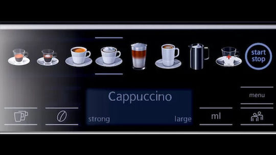 Siemens Eq.6 Automatic Espresso Coffee Machine 1500W Pressure 19bar for Cappuccino with Grinder Black TE658209RW