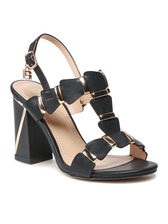 Laura Biagiotti Women's Sandals Black with Chunky High Heel