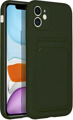 Forcell Card Silicone Back Cover with Credit Card Holder Green (iPhone 11)