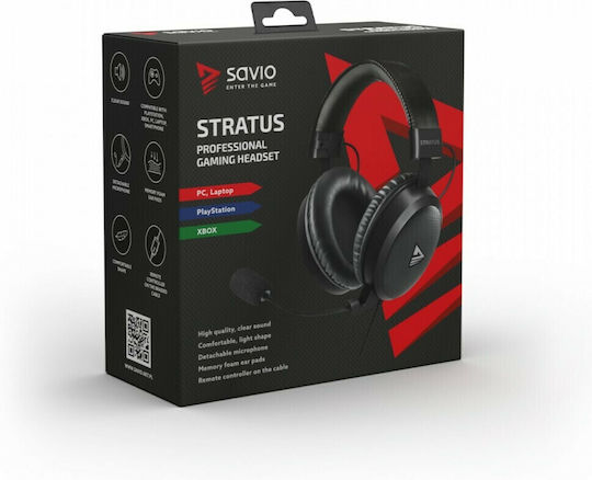 Savio Stratus Over Ear Gaming Headset με σύνδεση 3.5mm