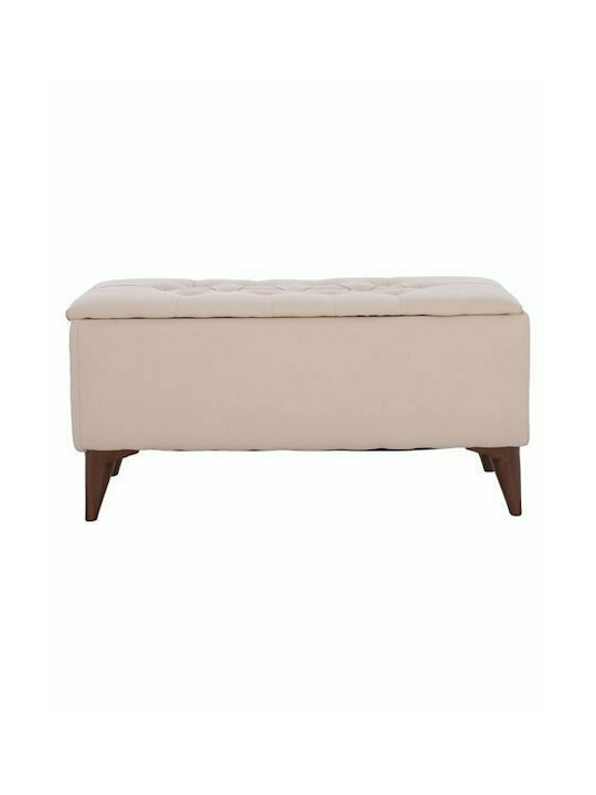 Hocker Bankhocker Mit Stauraum Gepolstert mit Stoff Beige 91x42x43cm