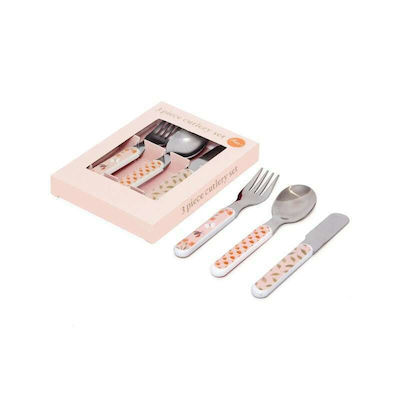 Petit Monkey Baby Cutlery Set made of Metal for 18+ months Pink 3pcs