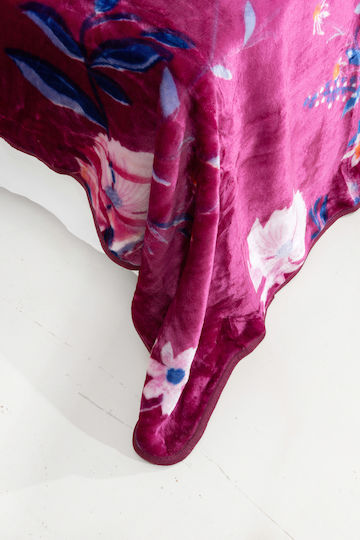 Family Enterprise Velvet Blanket Single 160x220cm Fuchsia 001088011S8