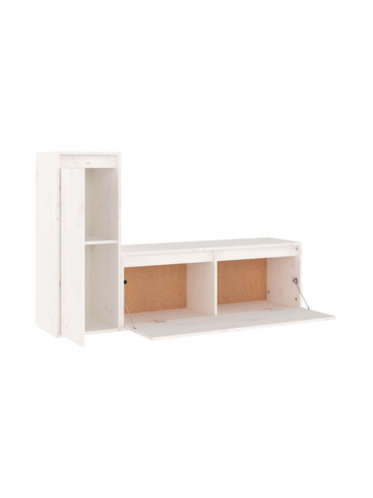 Wooden Living Room TV Unit White L130xW30xH80cm