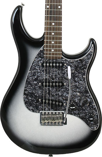 Peavey Raptor Custom Elektrische Gitarre Stratocaster mit SSS Tonabnehmerkonfiguration Silverburst