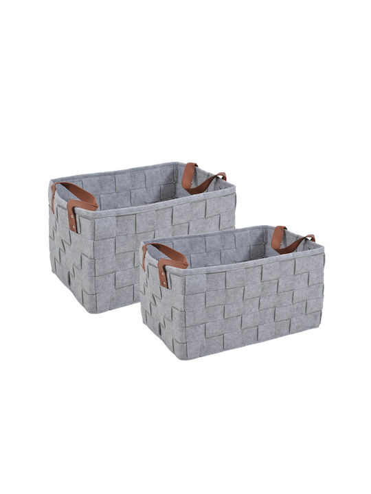 Dekorativer Korb Stoff mit Griffen Gray 44x30x26cm Ankor