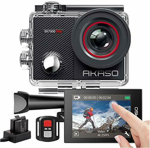 Akaso EK7000 Pro Action-Kamera 4K Ultra HD Unterwasser (mit Gehäuse) mit Touchscreen 2" und Wi-Fi Schwarz