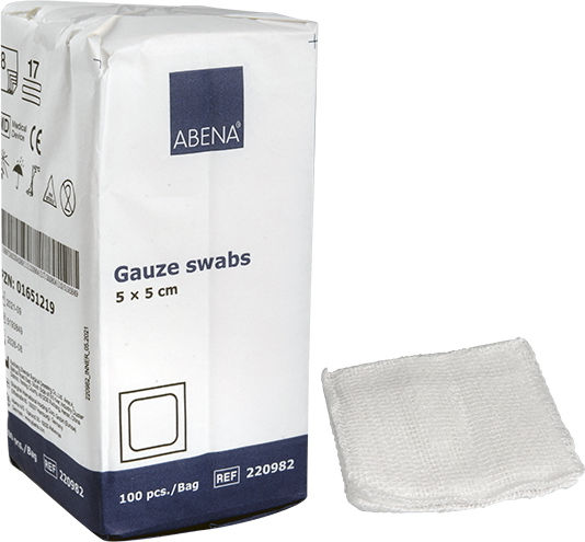 Abena Non-Sterile Gauze Pads 5x5cm Curi-Med Swabs 8ply 100pcs