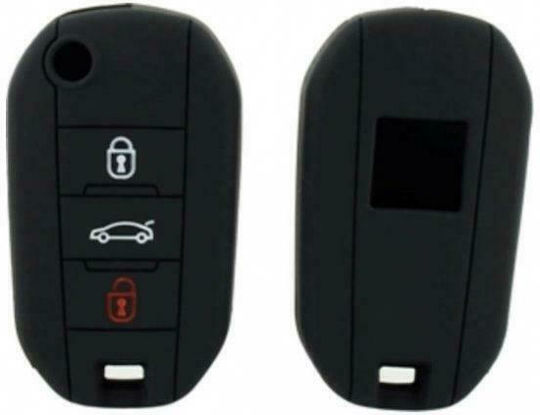 Car Key Cover Case made of with 3 Buttons for Peugeot in Black Color