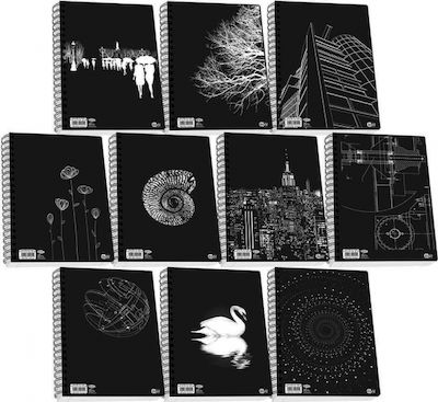 Skag Spiral Heft Geregelt A4 4 Themen Black & White 1Stück (Μiverse Designs)