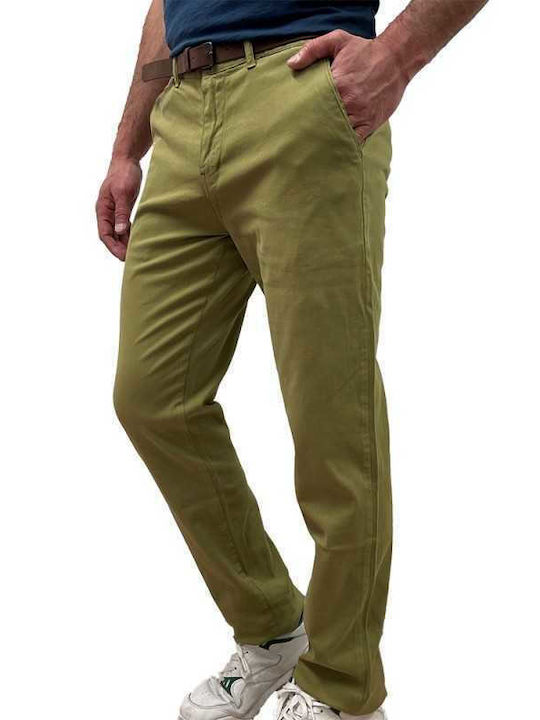 Ανδρικό Παντελόνι Chino Ελαστικό Regular Fit Πράσινο