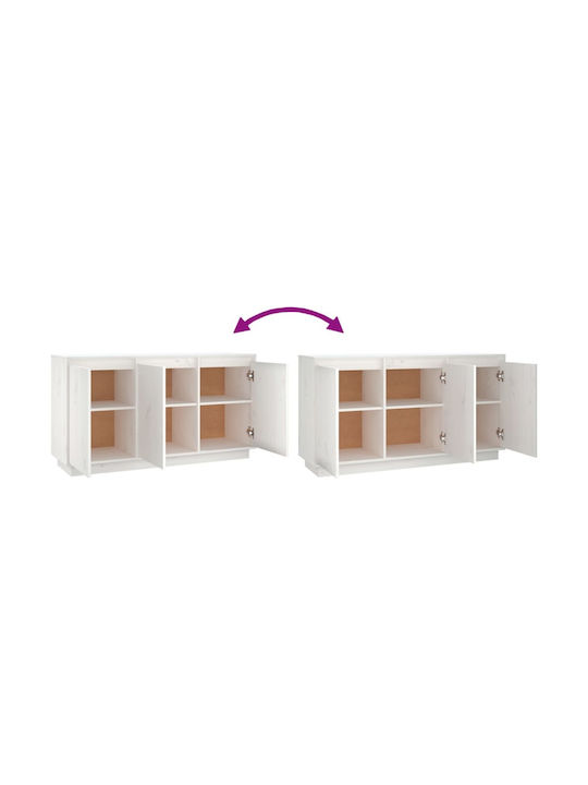 Bufet din Lemn Masiv Alb 111x34x60cm