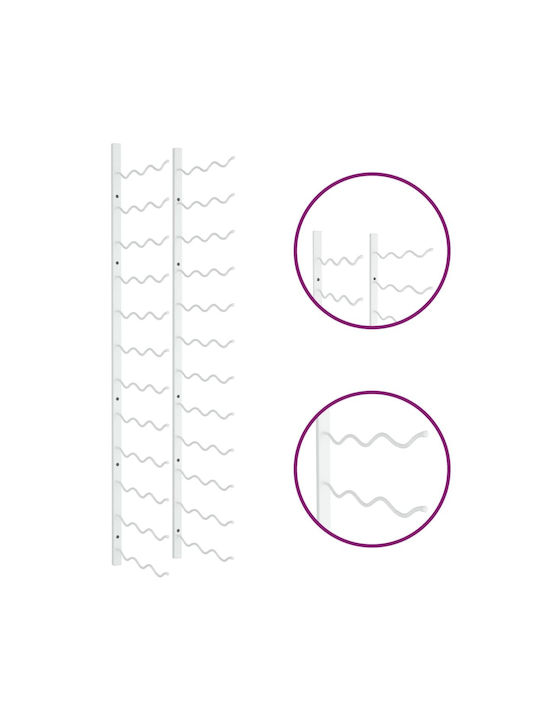 vidaXL Wall Mounted Metallic Wine Rack for 36 Bottles White 30.5x116cm