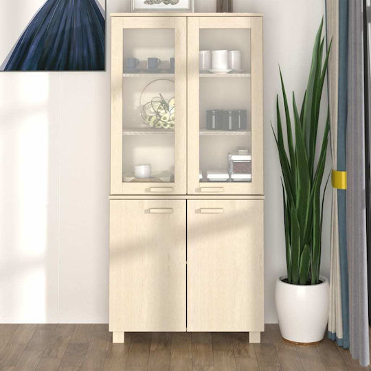 Floor Display Cabinet Made of Solid Wood with Window Brown Honey 85x35x80cm 3100926 Floor Display Cabinet Made of Solid Wood with Window Brown Honey 85x35x80cm 3100926