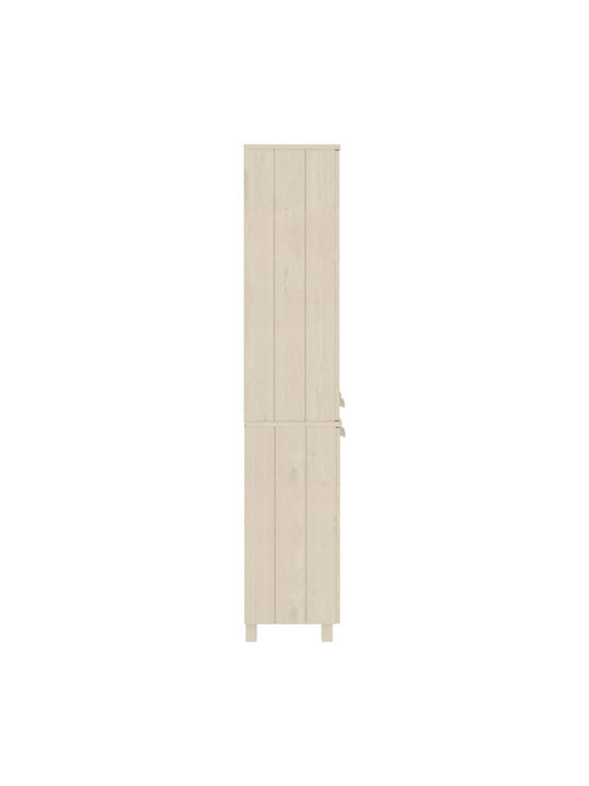 Floor-standing Living Room Display Cabinet made of Solid Wood with Glass Honey Brown 85x35x80cm