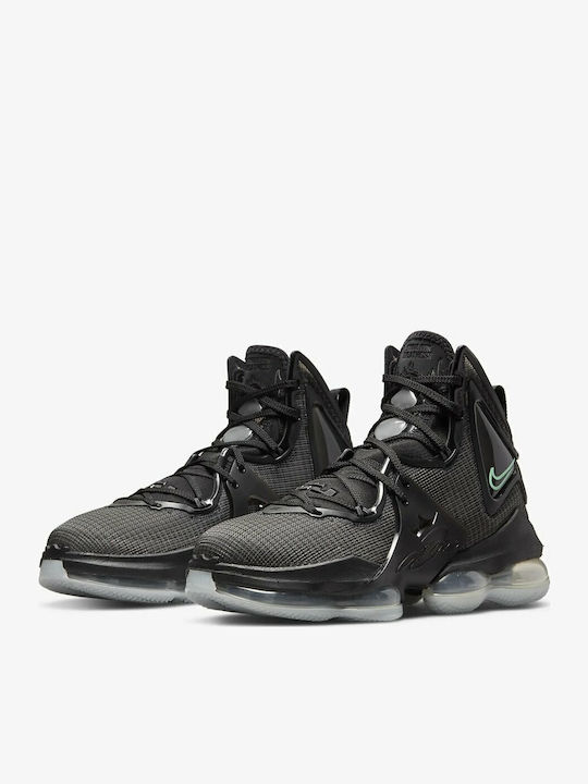 LeBron 19 inalti Pantofi de baschet Negru / Antracit / Green Glow