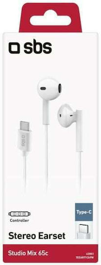 SBS Studio Mix 65 In-Ear Freihändig Kopfhörer mit Stecker USB-C Weiß