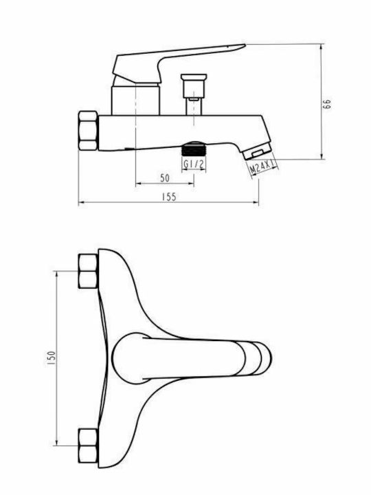 Piccadilly Mischung Bade- / Duscharmatur Badewanne Silber
